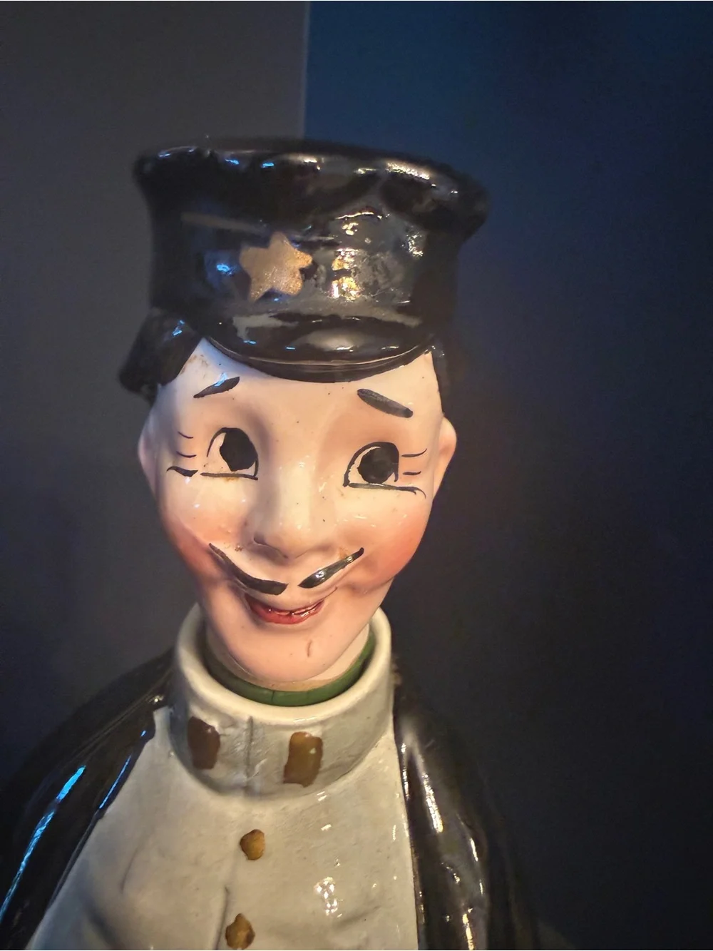 Vintage Japan Ceramic Brandy Figural Decanter Man Original Stopper